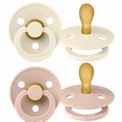 Schnuller 2er Pack Colour Symmetrischer Sauger aus Naturkautschuk 0-6 M - Ivory / Blush