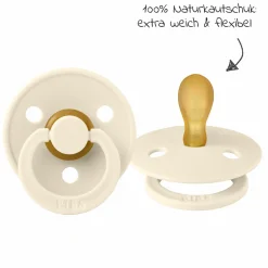 Schnuller 2er Pack Colour Symmetrischer Sauger aus Naturkautschuk 0-6 M - Ivory / Blush