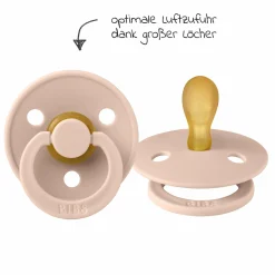 Schnuller 2er Pack Colour Symmetrischer Sauger aus Naturkautschuk 0-6 M - Ivory / Blush