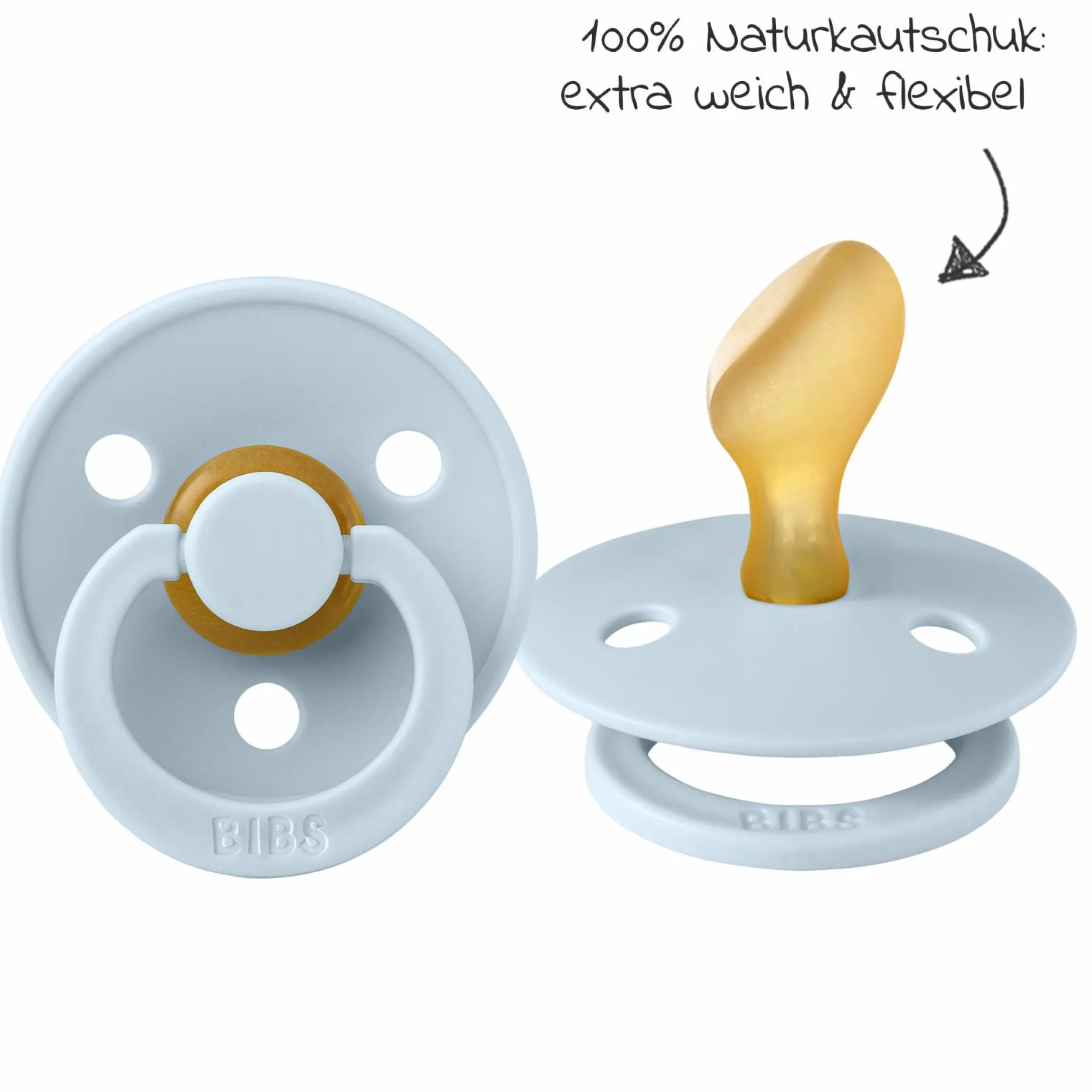 Schnuller 2er Pack Colour Anatomischer Sauger aus Naturkautschuk 6-18 M - Baby Blue / Petrol