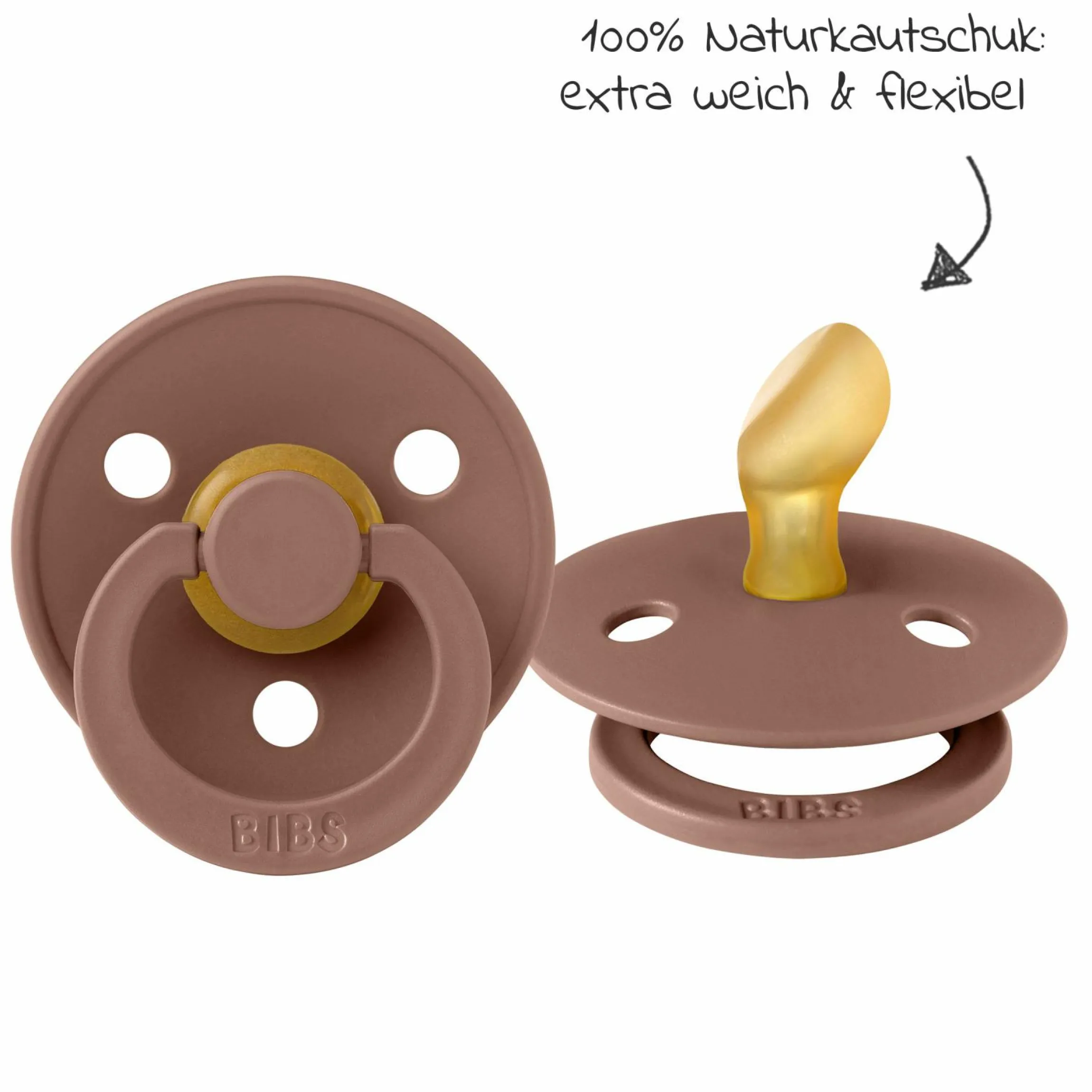 Schnuller 2er Pack Colour Anatomischer Sauger aus Naturkautschuk 0-6 M - Woodchuck / Blush