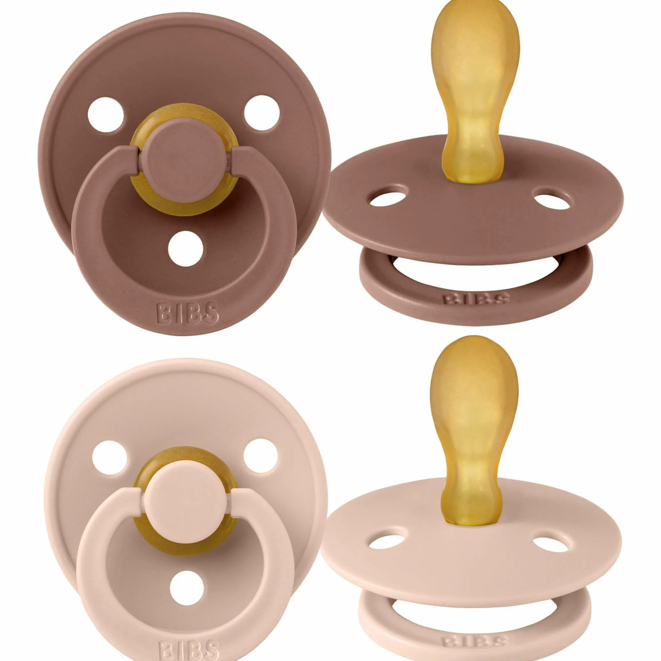 Schnuller 2er Pack Colour Symmetrischer Sauger aus Naturkautschuk 6-18 M - Woodchuck / Blush