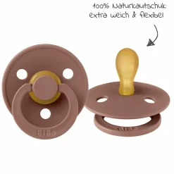 Schnuller 2er Pack Colour Symmetrischer Sauger aus Naturkautschuk 0-6 M - Woodchuck / Blush