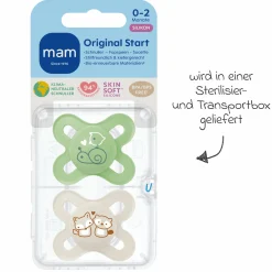 Schnuller 2er Pack Original Start - Silikon 0-2 M - Grün & Beige