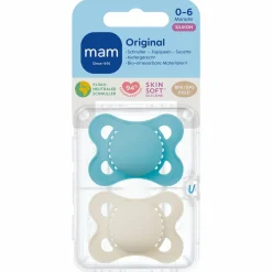 Schnuller 2er Pack Original - Silikon 0-6 M - Blau & Beige