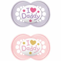 Schnuller 2er Pack Original - Silikon 6-16 M - I Love Daddy - Rosa