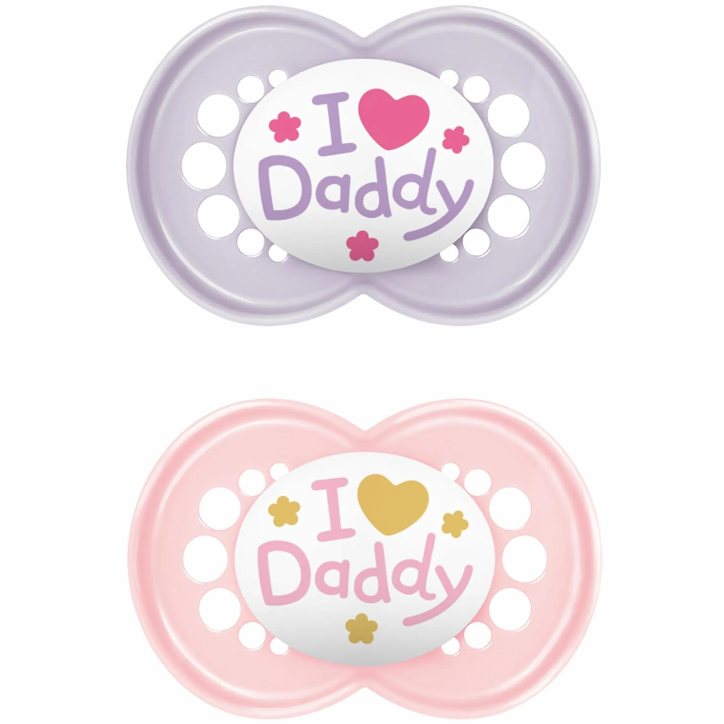 Schnuller 2er Pack Original - Silikon 6-16 M - I Love Daddy - Rosa