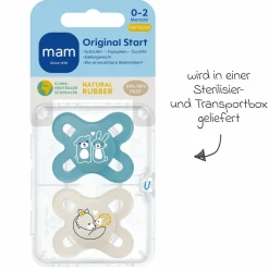 Schnuller 2er Pack Original Start - Naturkautschuk 0-2 M - Blau & Beige
