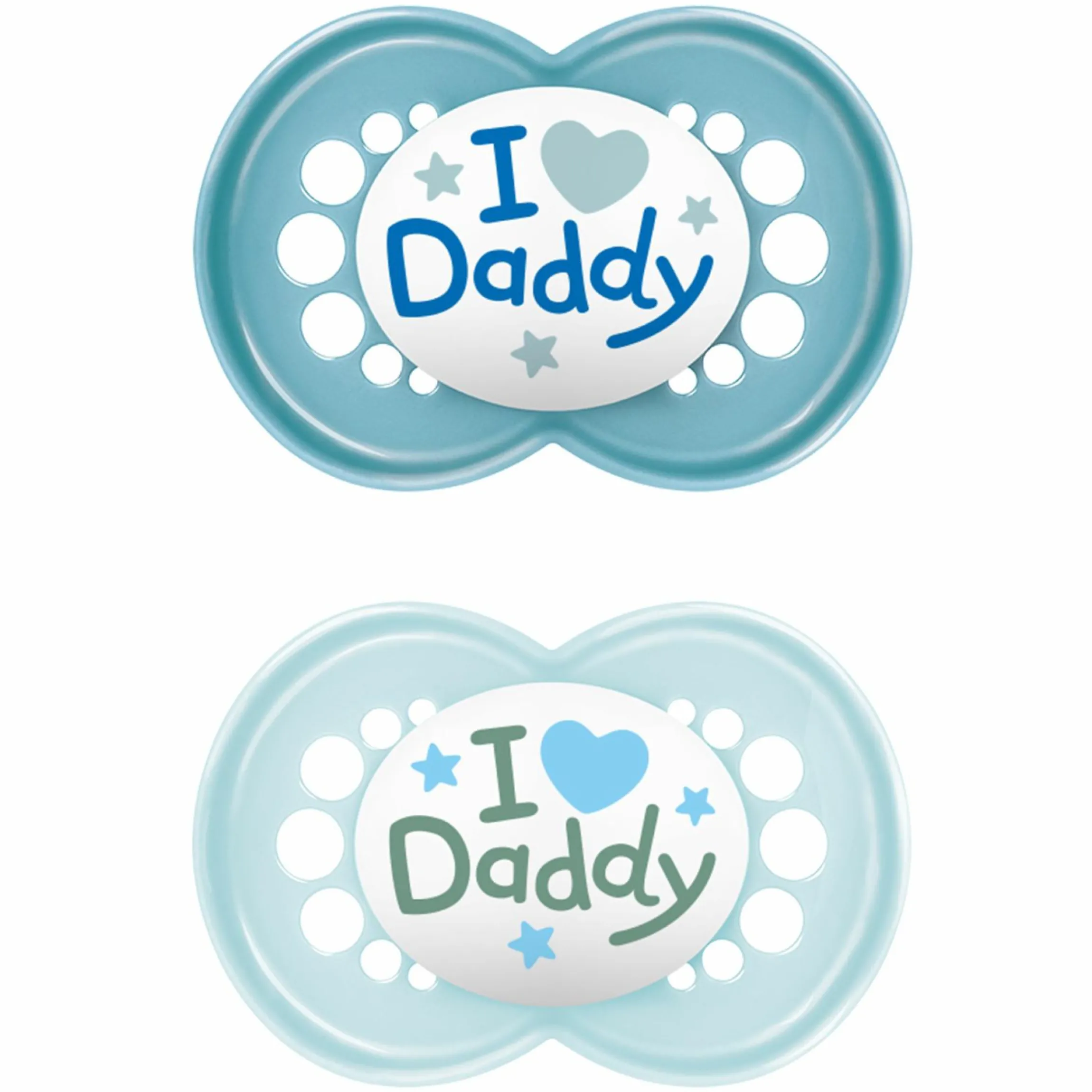 Schnuller 2er Pack Original - Silikon 6-16 M - I Love Daddy - Blau
