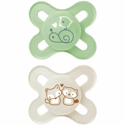 Schnuller 2er Pack Original Start - Naturkautschuk 0-2 M - Grün & Beige