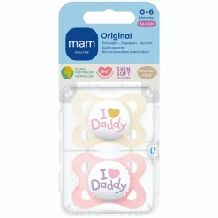 Schnuller 2er Pack Original - Silikon 0-6 M - I Love Daddy - Rosa