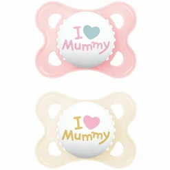 Schnuller 2er Pack Original - Silikon 0-6 M - I Love Mummy - Rosa