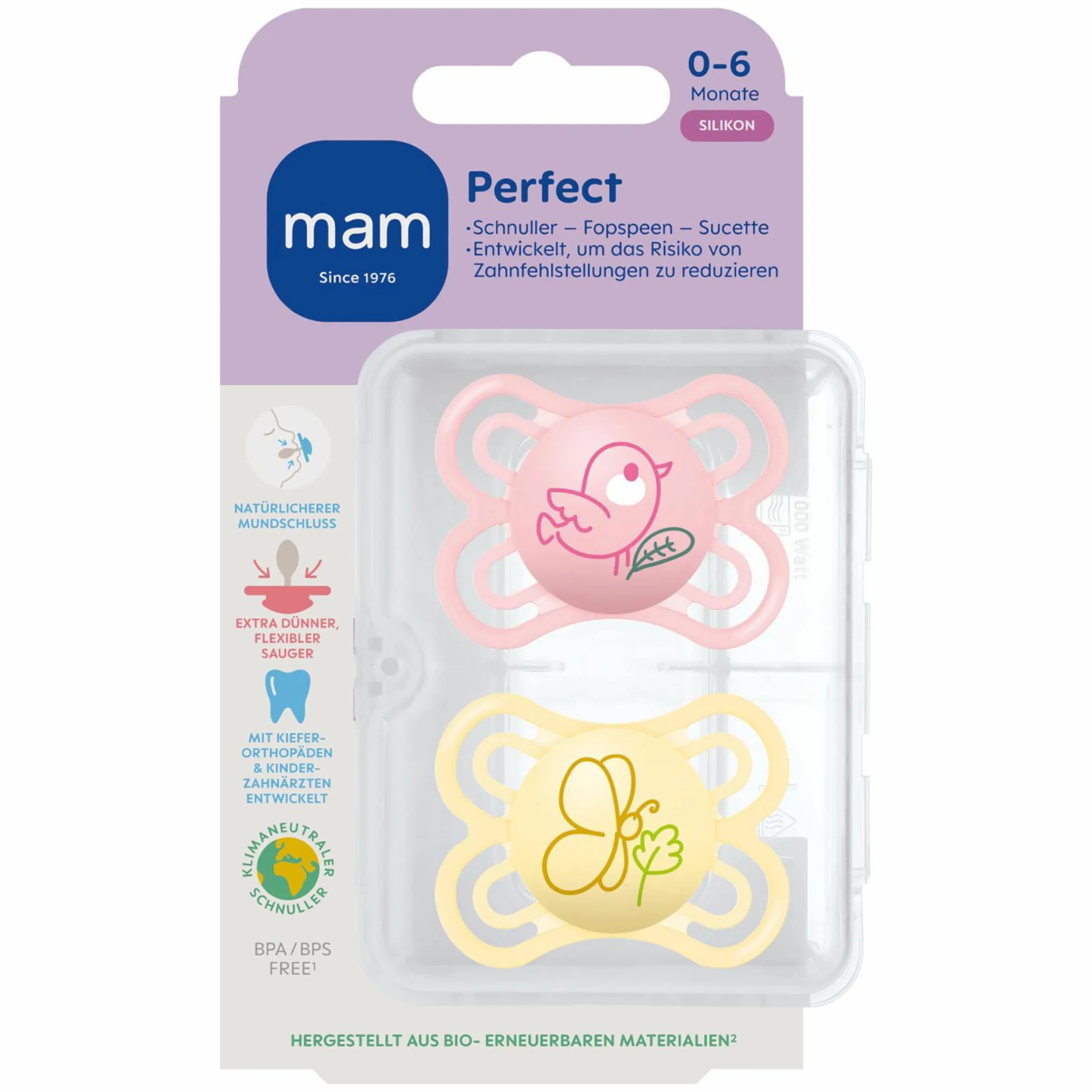 Schnuller 2er Pack Perfect - Silikon - 0-6 M - Rosa