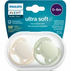 Schnuller 2er Pack Ultra Soft 0-6 M - Beige / Grün