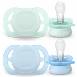 Schnuller 2er Pack Ultra Start - Silikon Newborn 0-2 M - Grün & Blau