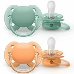 Schnuller 2er Pack Ultra Soft 0-6 M - Grün / Apricot