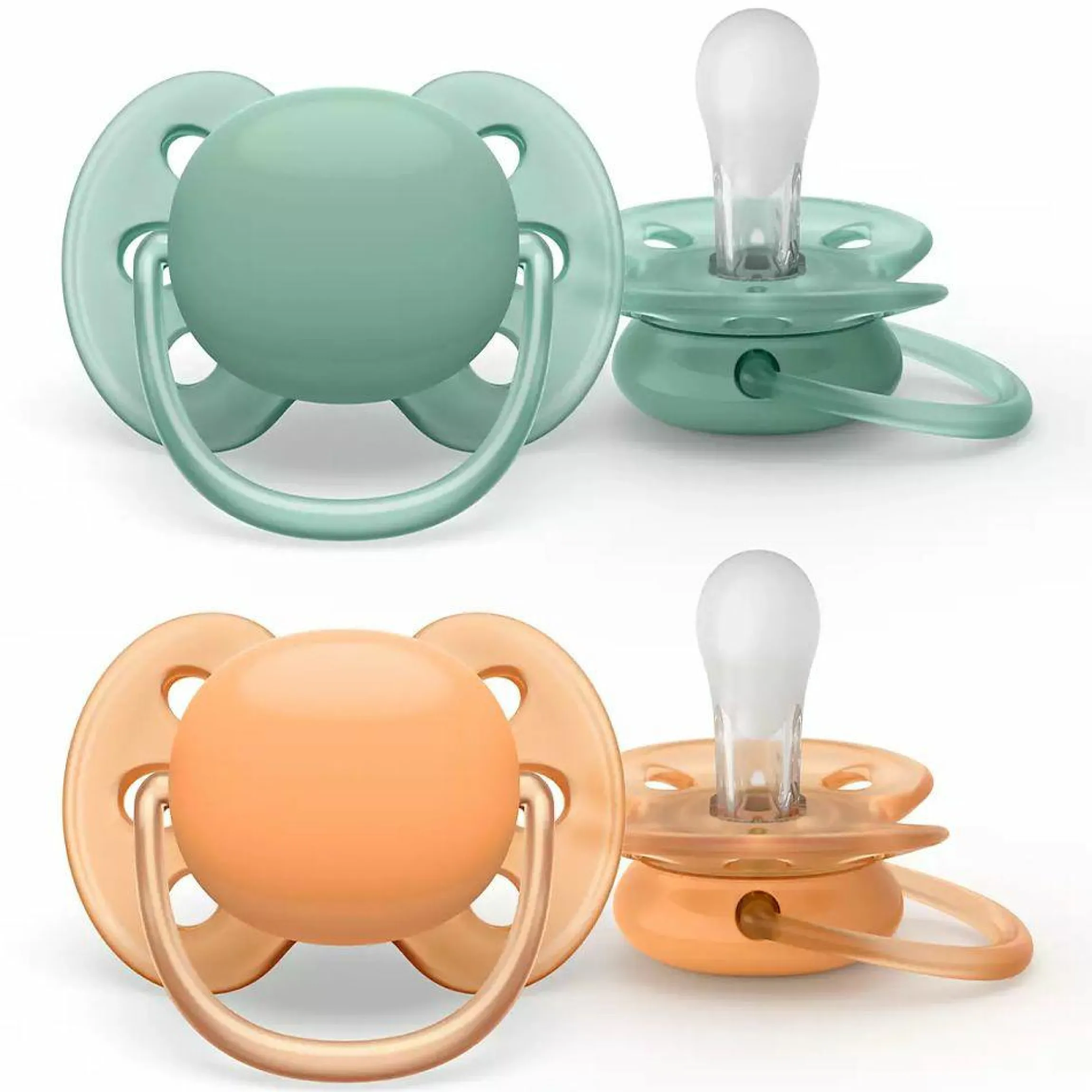 Schnuller 2er Pack Ultra Soft 0-6 M - Grün / Apricot