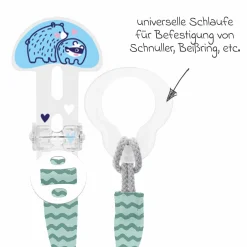 Schnullerband Clip it! mit Cover - Bär