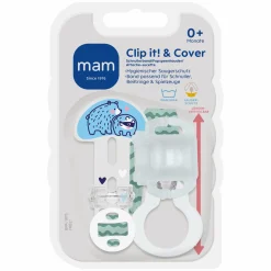 Schnullerband Clip it! mit Cover - Bär