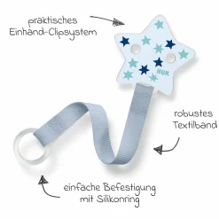 Schnullerband für Schnuller mit & ohne Greifring - Stern - Blau