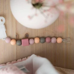 Schnullerkette mit Silikonperlen - Peach