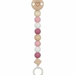 Schnullerkette mit Silikonperlen - Herzchen - Rosa