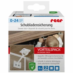 Schubladen- & Schranksicherung 8er Pack mit Montagehilfe - Weiß