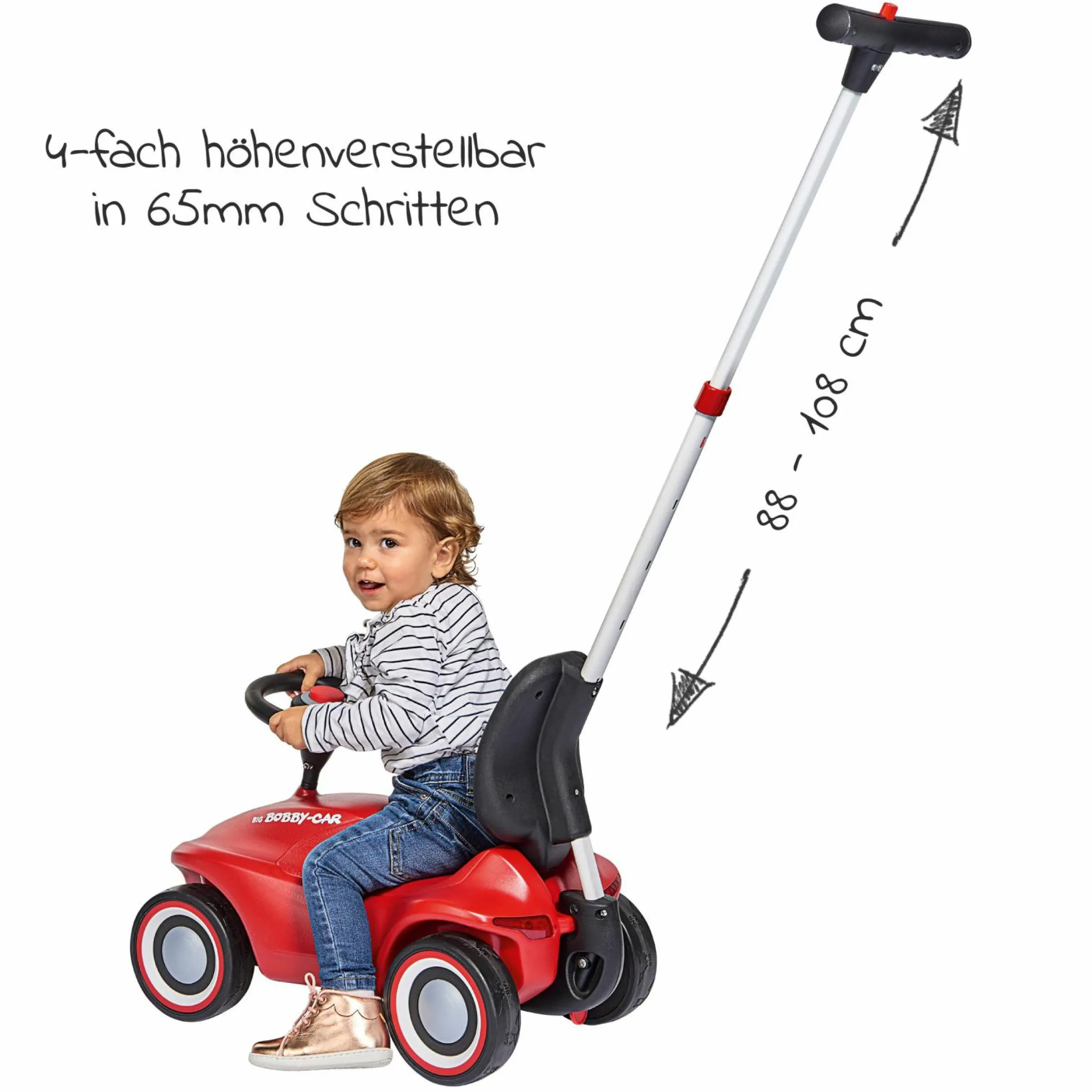 Schubstange Multi mit Rückenlehne - für Bobby Car - Schwarz