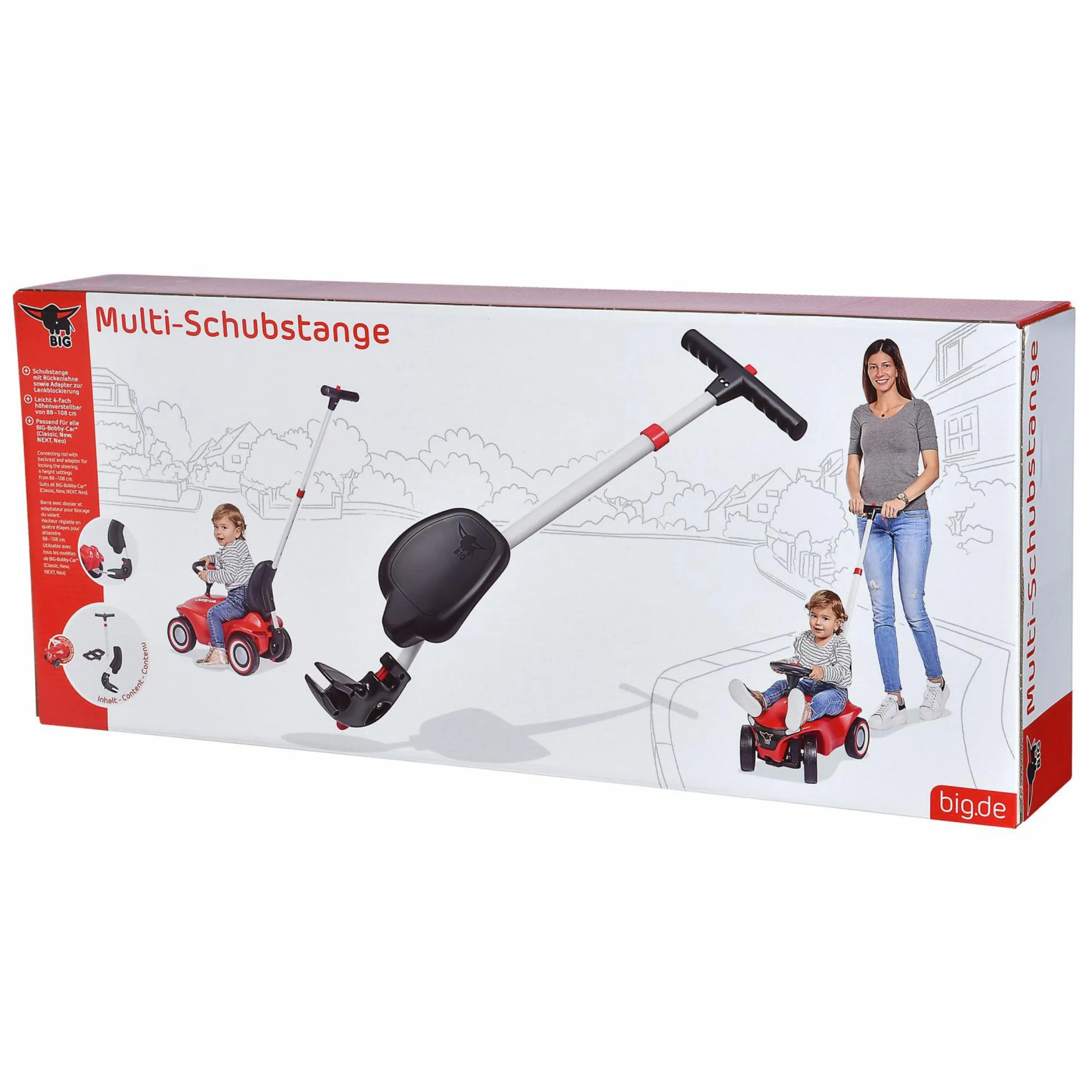 Schubstange Multi mit Rückenlehne - für Bobby Car - Schwarz