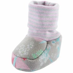 Schuh mit Bündchen - Blüten Taupe Rosa - Gr. 15/16