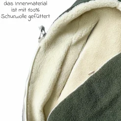 Schurwolle-Fußsack Hukky für Babyschalen & Babywannen - Mineral Green