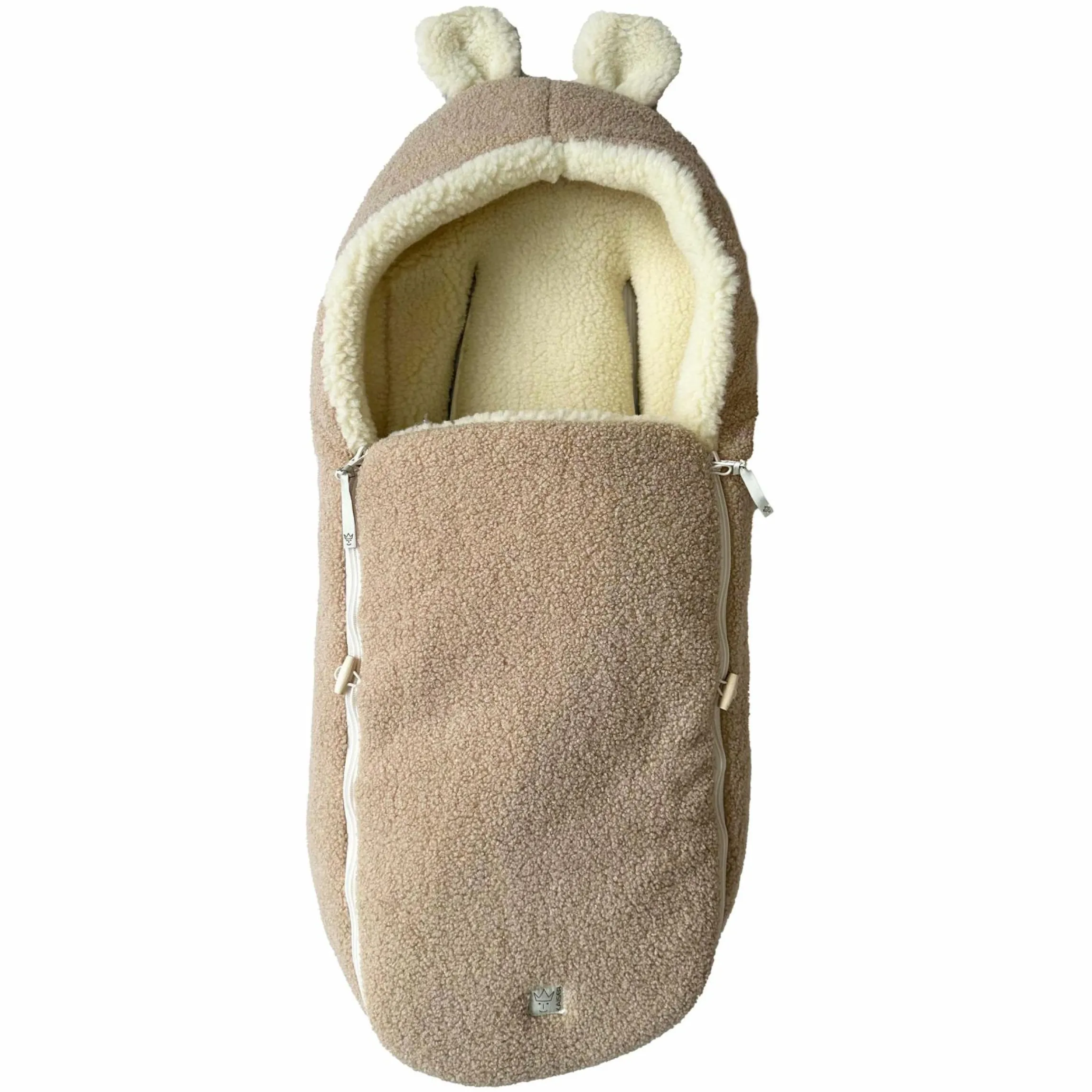 Schurwolle-Fußsack Hukky für Babyschalen & Babywannen - Warm Sand