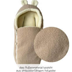 Schurwolle-Fußsack Hukky für Babyschalen & Babywannen - Warm Sand