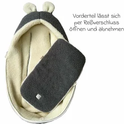 Schurwolle-Fußsack Hukky für Babyschalen & Babywannen - Grey