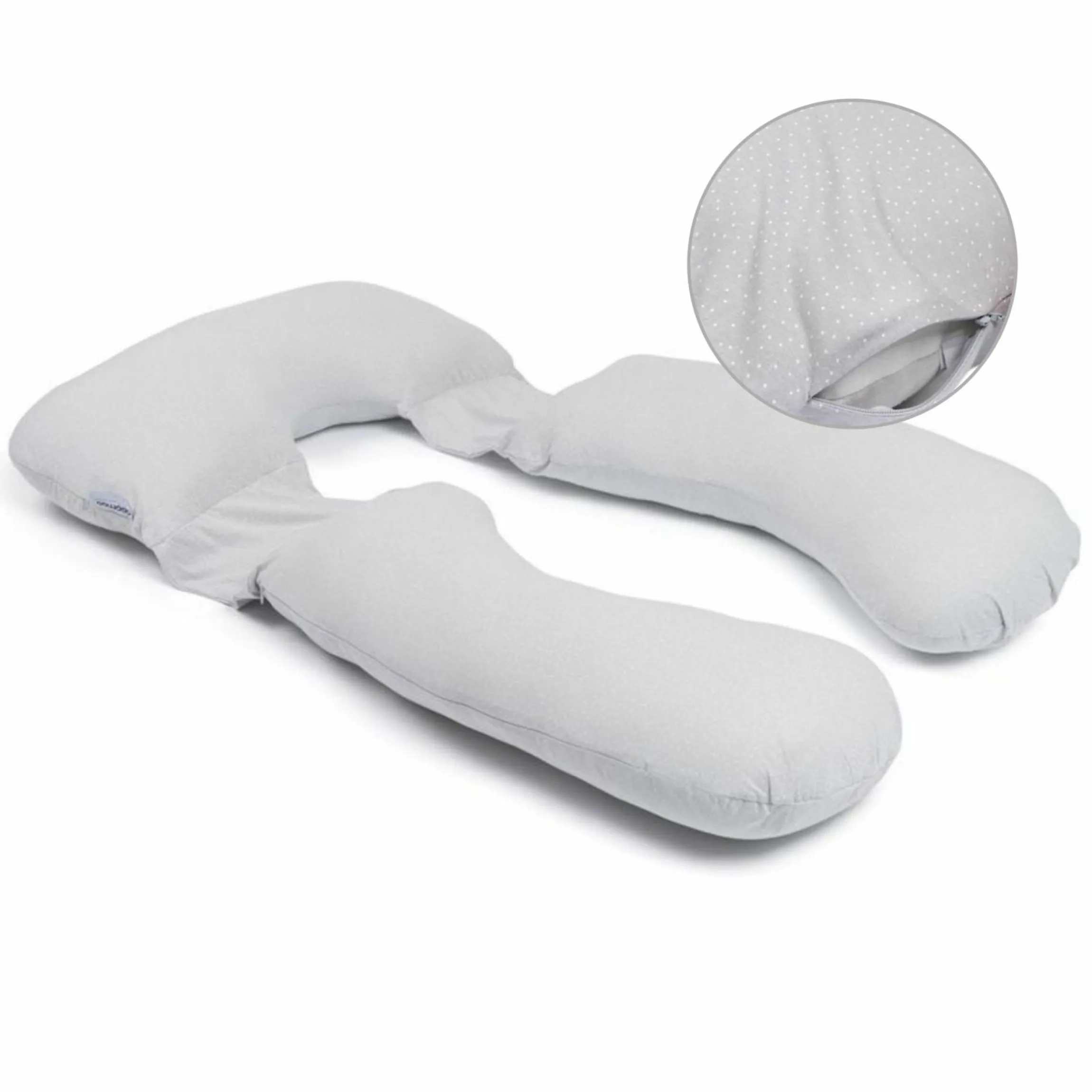 Schwangerschafts- & Stillkissen XXL Maxxy mit PES-Faser-Füllung - ideal für Seitenschläfer - Little Dots Grey