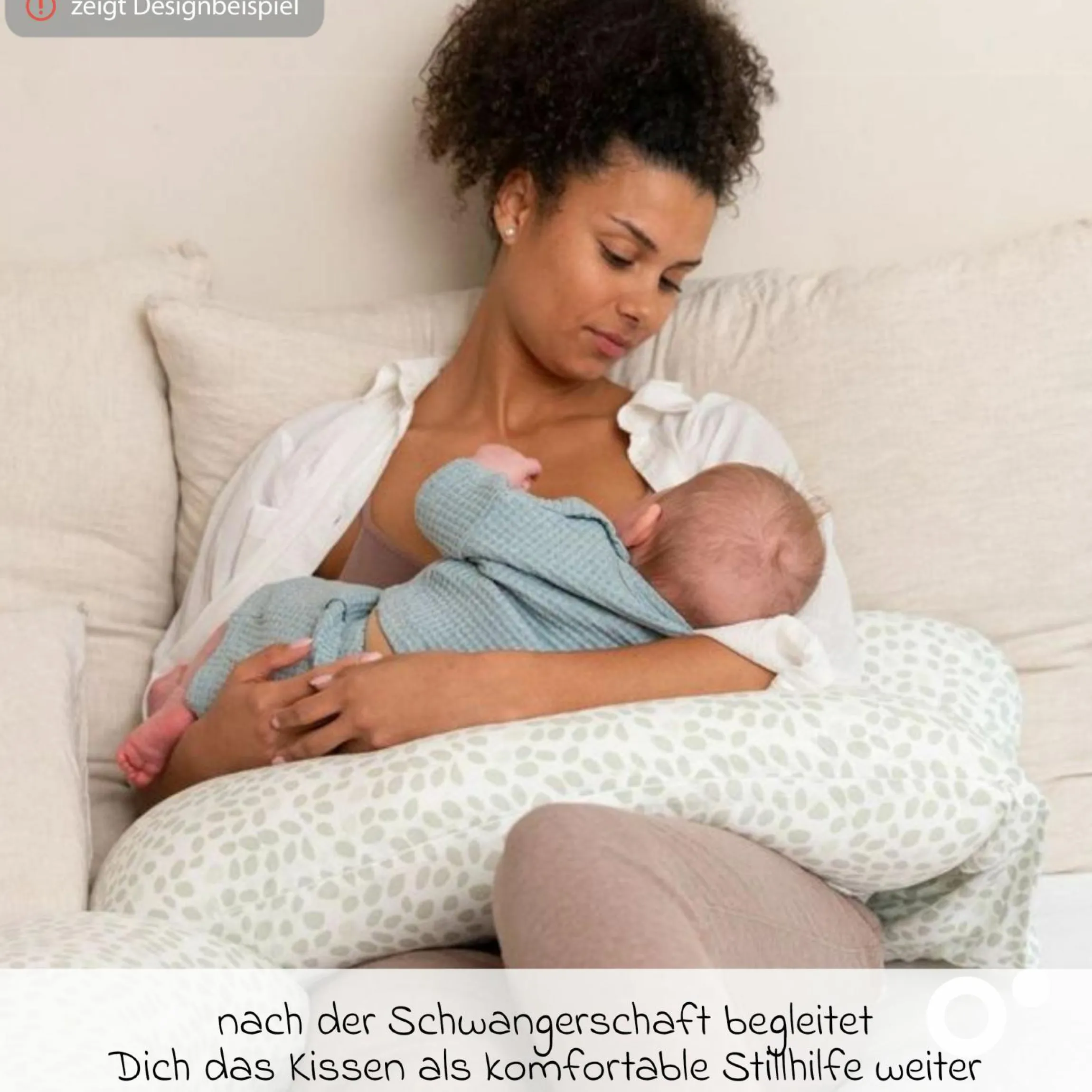 Schwangerschafts- & Stillkissen XXL Maxxy mit PES-Faser-Füllung - ideal für Seitenschläfer - Little Dots Grey