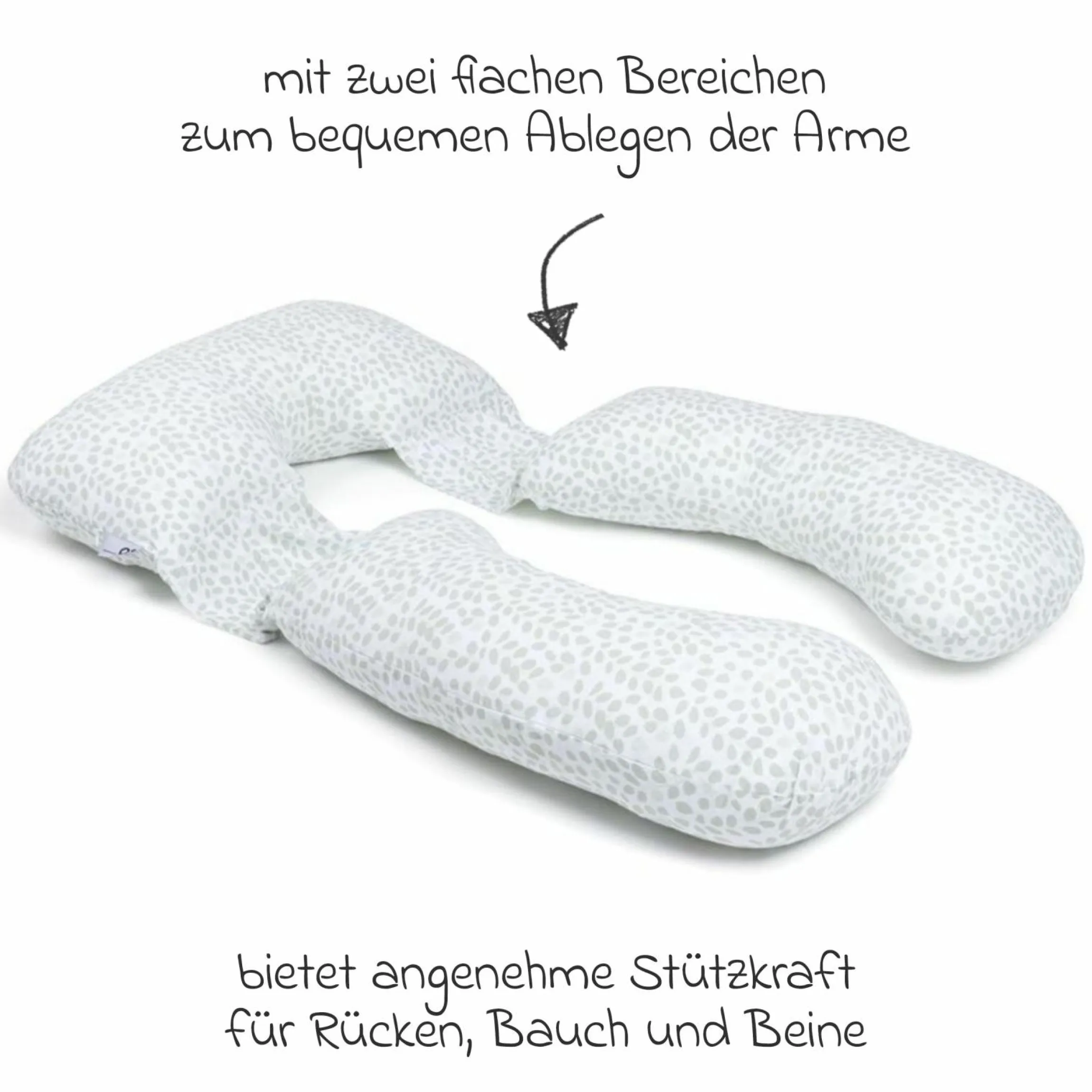 Schwangerschafts- & Stillkissen XXL Maxxy mit PES-Faser-Füllung - ideal für Seitenschläfer - Mini Leaves Green