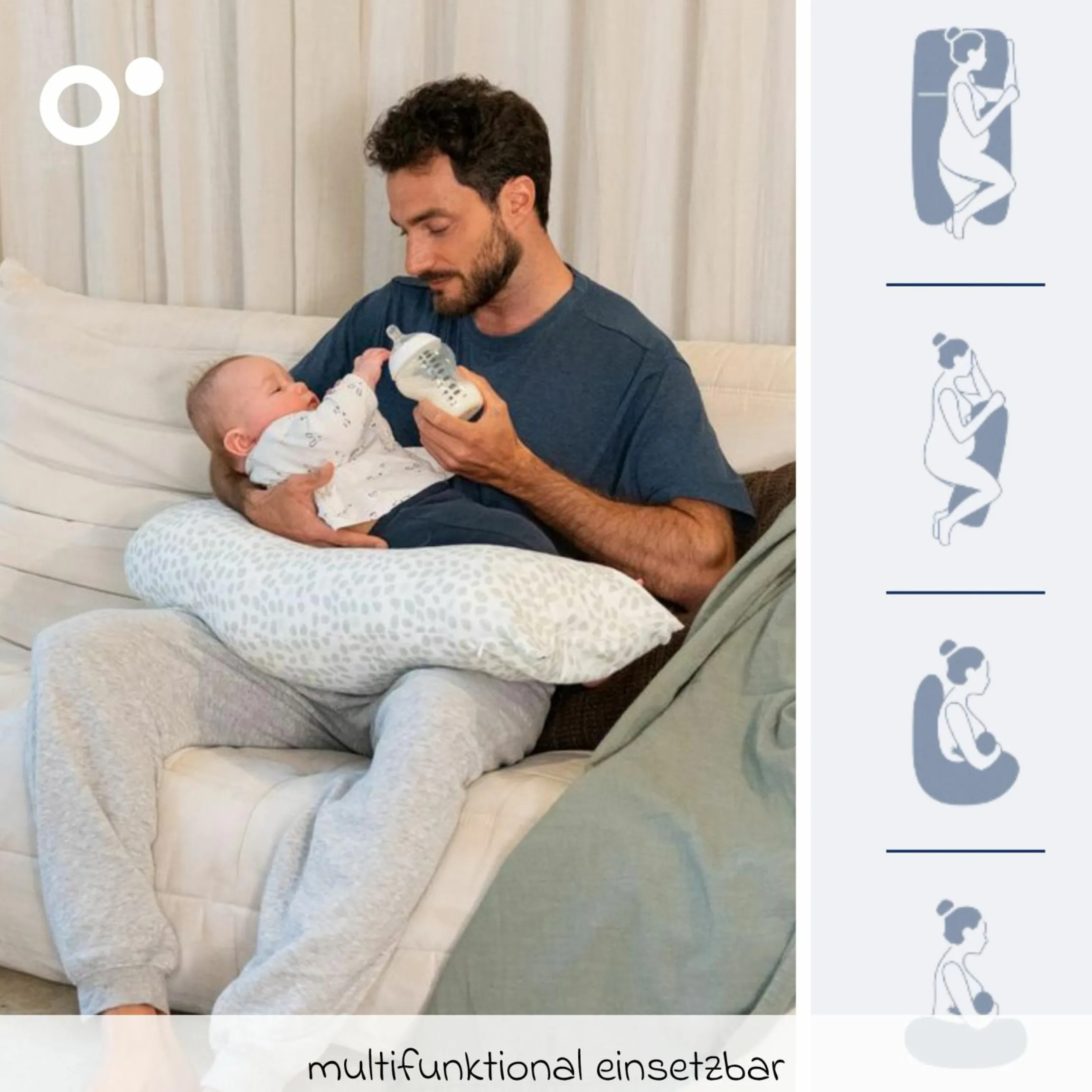 Schwangerschafts- & Stillkissen XXL Maxxy mit PES-Faser-Füllung - ideal für Seitenschläfer - Mini Leaves Green
