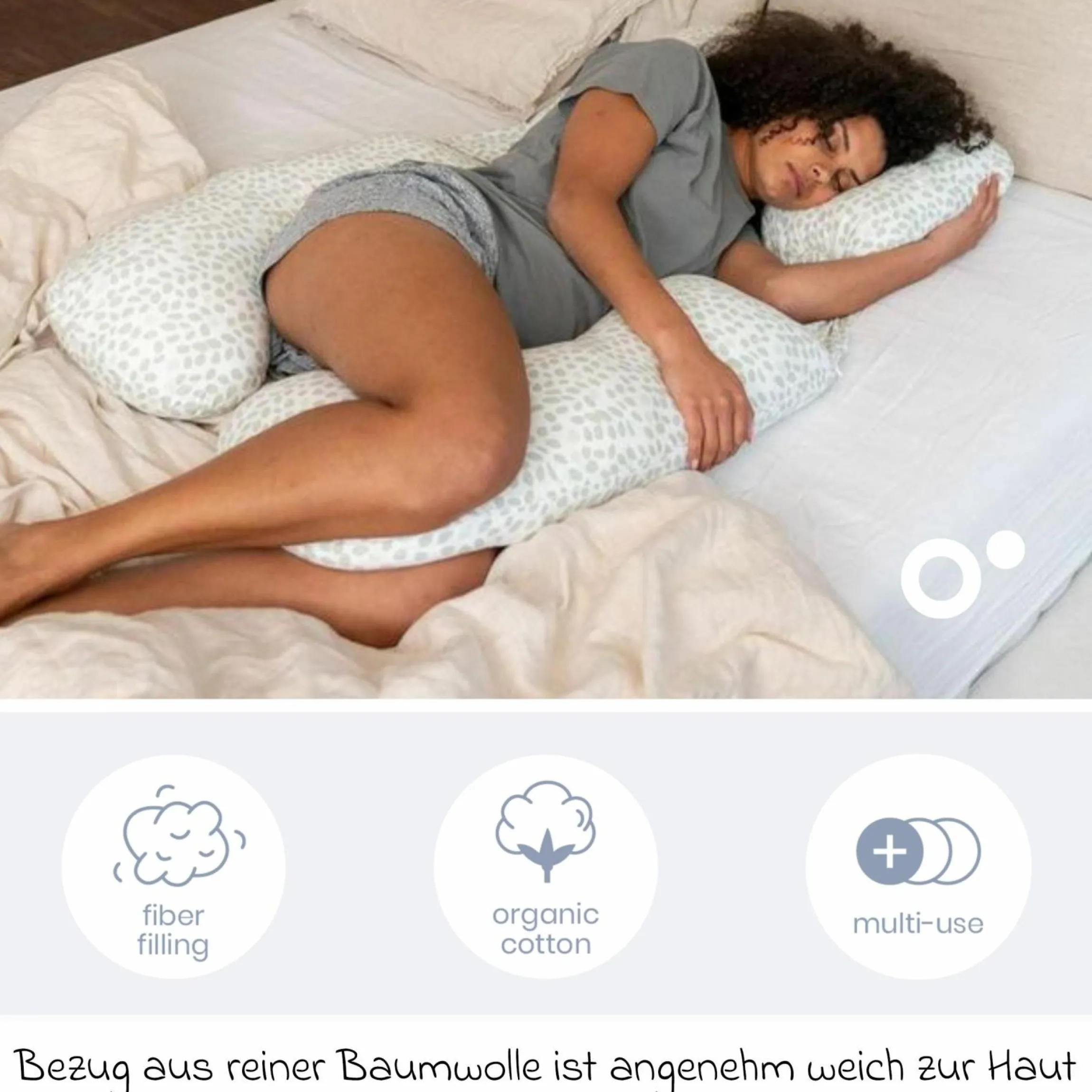 Schwangerschafts- & Stillkissen XXL Maxxy mit PES-Faser-Füllung - ideal für Seitenschläfer - Mini Leaves Green