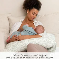 Schwangerschafts- & Stillkissen XXL Maxxy mit PES-Faser-Füllung - ideal für Seitenschläfer - Mini Leaves Green
