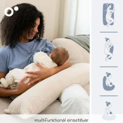 Schwangerschafts- & Stillkissen XXL Maxxy mit PES-Faser-Füllung - ideal für Seitenschläfer - Mini Flower Sand