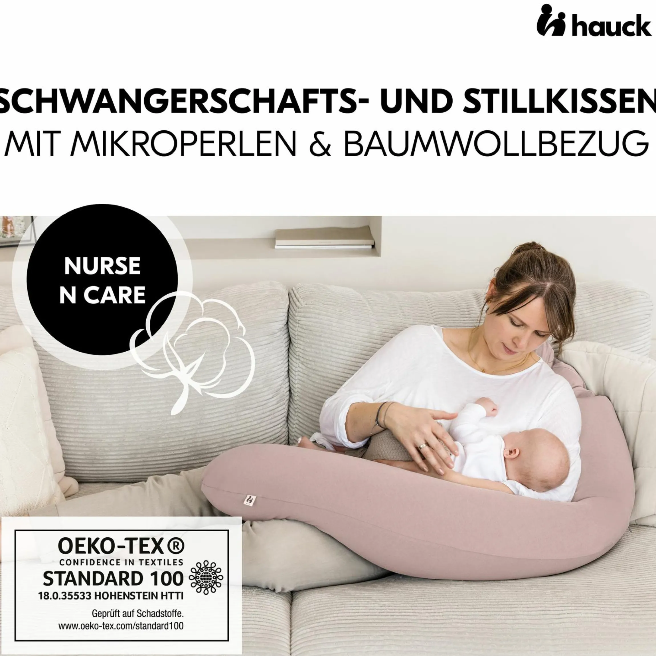 Schwangerschafts- und Stillkissen - Nurse N Care (190 cm Länge) - Smoky Pink