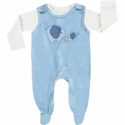 Set Interlock-Strampler & Shirt - Elephanten Blau - Gr. 62