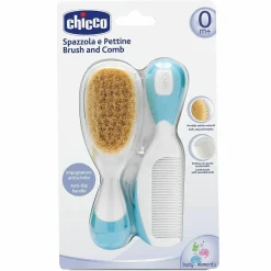 Set Kamm & Naturhaarbürste Ziegenhaar - Blau