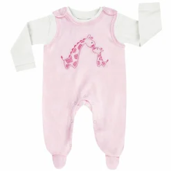 Set Nicki-Strampler & Shirt - Giraffen Rosa - Gr. 50