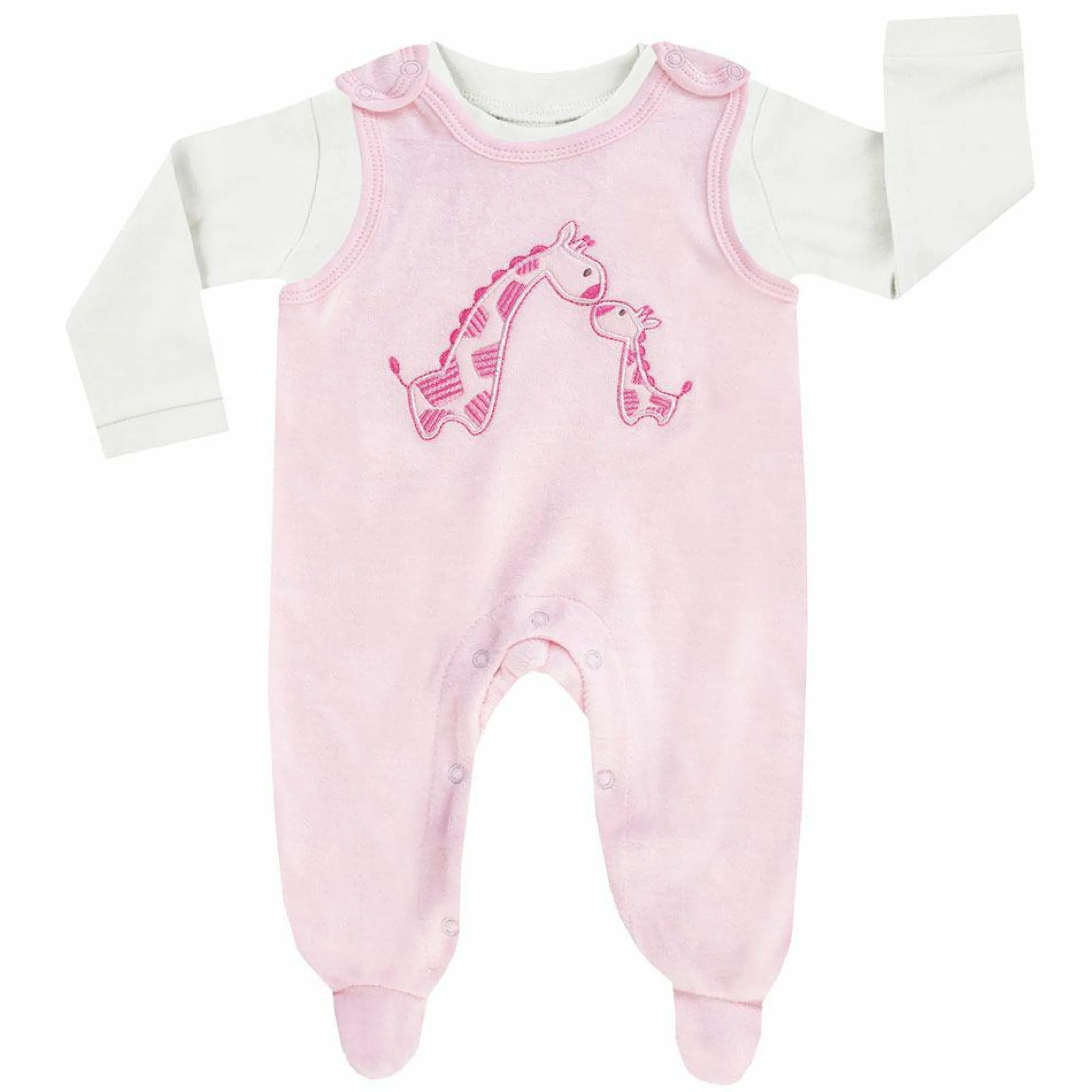 Set Nicki-Strampler & Shirt - Giraffen Rosa - Gr. 50