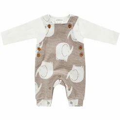 Set Strampler & Shirt - Elefant Allover - Ringel Mokka - Gr. 74