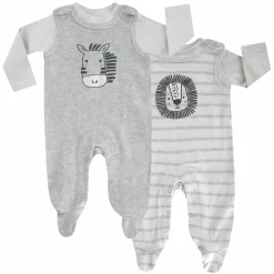 Set Strampler & Shirt 2er Pack - Safari Grau Weiß - Gr. 74