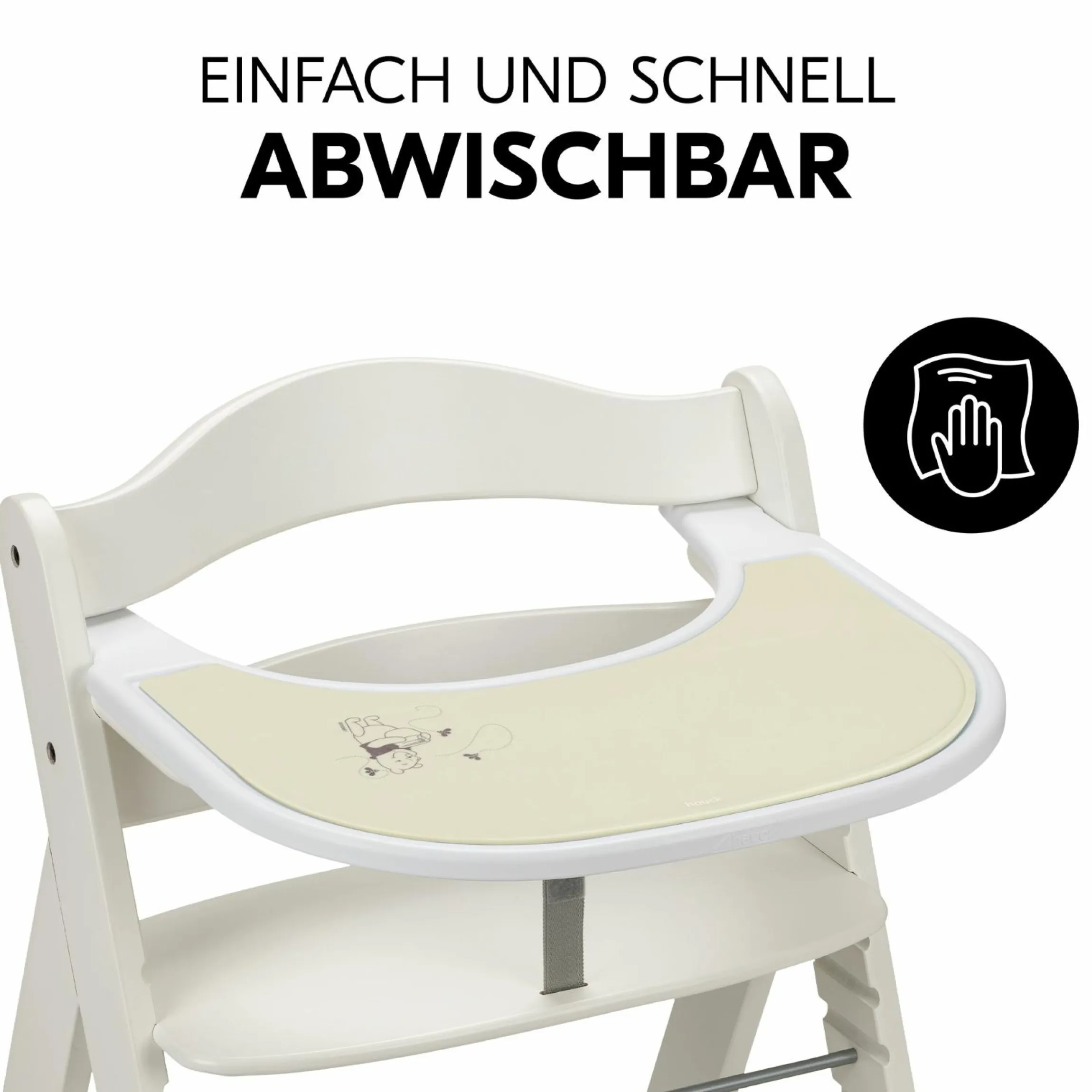 Silikon Auflage für Alpha Essbrett (rutschhemmend und abwischbar) - Highchair Tray Mat - Pooh - Dusty Beige