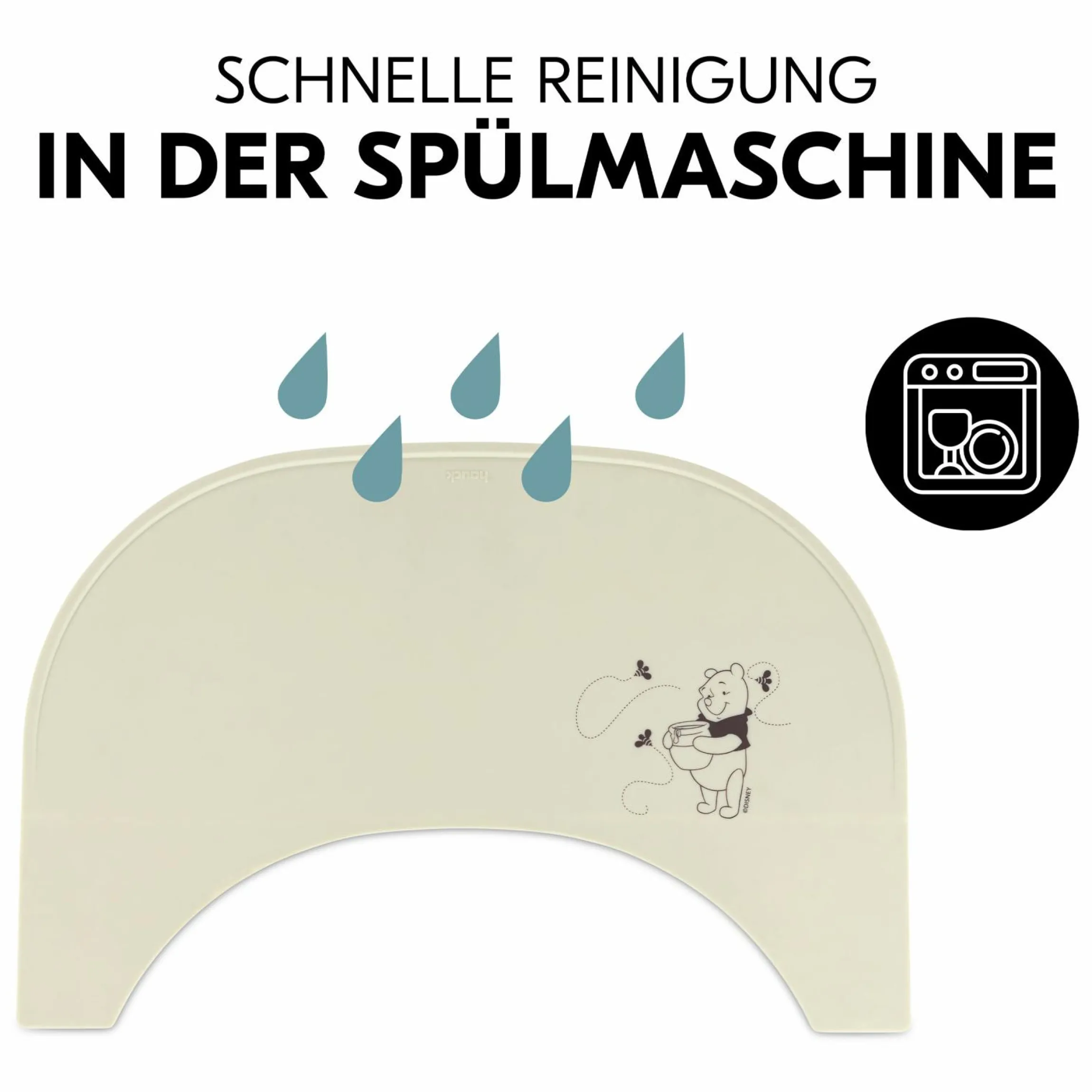 Silikon Auflage für Alpha Essbrett (rutschhemmend und abwischbar) - Highchair Tray Mat - Pooh - Dusty Beige